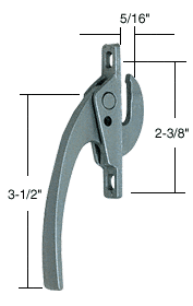 Aluminum Straight Casement Window Lock Handle With 2-3/8" Screw Holes