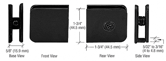 Black Traditional Style Fixed Panel U-Clamp - UC77BL