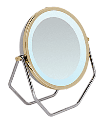 Brass and Chrome 9" Surround Light 5X Swivel Mirror