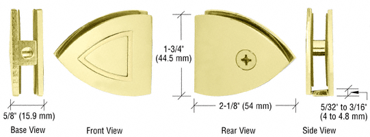 Brass With Brass Accents Cathedral Series Fixed Panel U-Clamp