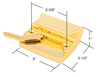 Bright Brass Left Hand Casement Window Lock With 2-3/8" Screw Holes