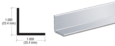 Brite Anodized 1" Aluminum Angle Extrusion