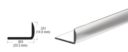 Brite Anodized 1/2" Aluminum Rounded Face Angle Extrusion