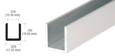 Brite Anodized 1/2" Fixed Panel Shower Door Deep-U Channel - 144"