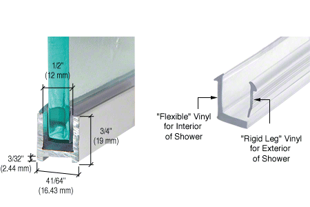 Brite Anodized Dry Glaze U-Channel With Vinyl