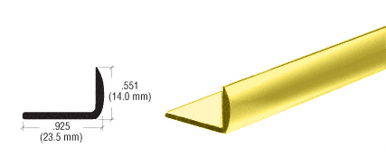Brite Gold Anodized 1/2" Aluminum Rounded Face Angle Extrusion