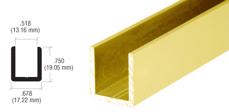 Brite Gold Anodized 1/2" Fixed Panel Shower Door Deep-U Channel - 144"