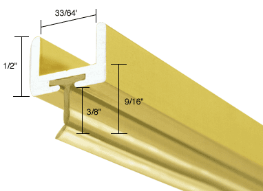 Brite Gold Anodized Frameless Shower Door Aluminum U-Channel With Wipe for 1/2" Thick Glass