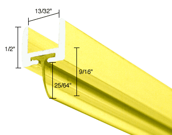 Brite Gold Anodized Frameless Shower Door Aluminum U-Channel With Wipe for 3/8" Thick Glass