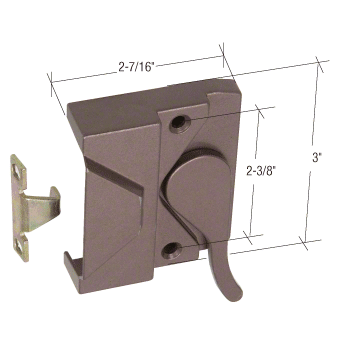 Bronze Left Hand Casement Window Lock 2-3/8" Screw Holes - H3572