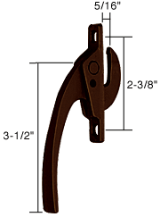 Bronze Straight Casement Window Locking Handle With 2-3/8" Screw Holes