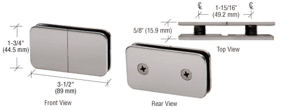 Brushed Nickel 180° Traditional Split Face and "Y" Inline Glass Clamp