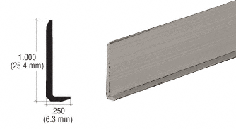 Brushed Nickel Aluminum 1/4" L-Bar Extrusion