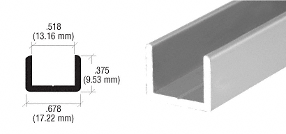 Brushed Nickel Frameless Shower Door Aluminum Regular U-Channel for 1/2" Thick Glass