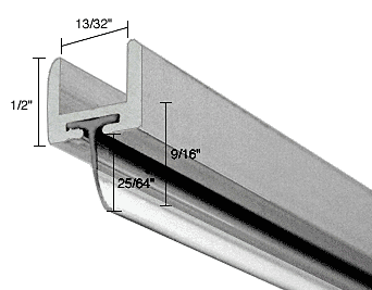Brushed Nickel Frameless Shower Door Aluminum U-Channel With Wipe for 3/8" Thick Glass