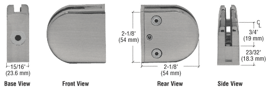 Brushed Nickel Z-Series Round Type Flat Base Zinc Clamp for 1/4" and 5/16" Glass
