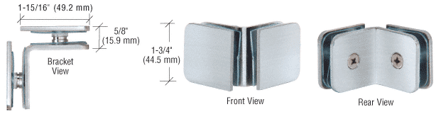 Brushed Satin Chrome 90° Traditional Style Oversized Glass Clamp