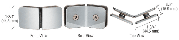 Chrome 135 Degree Traditional Style Glass Clamp - GCB135CH