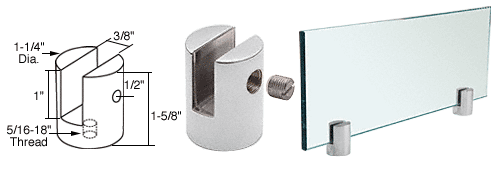 Chrome Slot Mount Standoff for 3/8" Panels - SM38CH