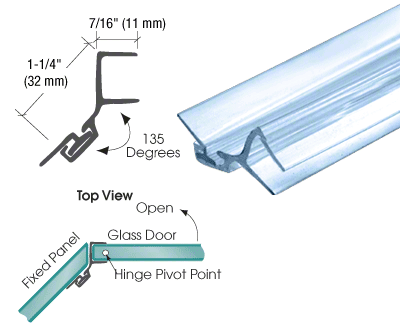 GDI 135 Degree Door Jamb Seal for 3/8" Glass