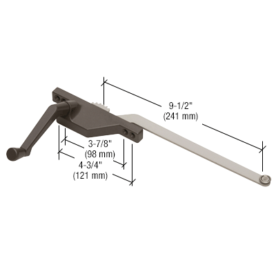 GDI 9-1/2" Arm Left Hand Bronze Casement Window Operator Face Mount