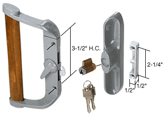 GDI Aluminum/Wood Hook-Style Surface Mount Handle 3-1/2" Screw Holes - Keyed