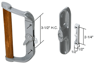 GDI Aluminum/Wood Hook-Style Surface Mount Handle 3-1/2" Screw Holes - Non-Keyed
