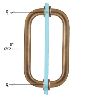 GDI Antique Brass 8" Back-to-Back Solid Brass 3/4" Diameter Pull Handles with Metal Washers