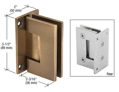 GDI Antique Brass Geneva 537 Series Wall Mount Full Back Plate Standard Hinge With 5 Degree Offset