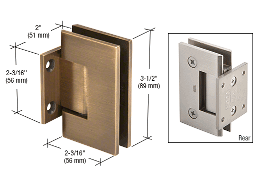GDI Antique Brass Geneva Series Antique Wall Mount Short Back Plate Hinge With 5 Degree Pre-Set