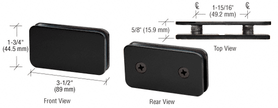 GDI Black 180 Degree Traditional Style Double Stud Glass Clamp