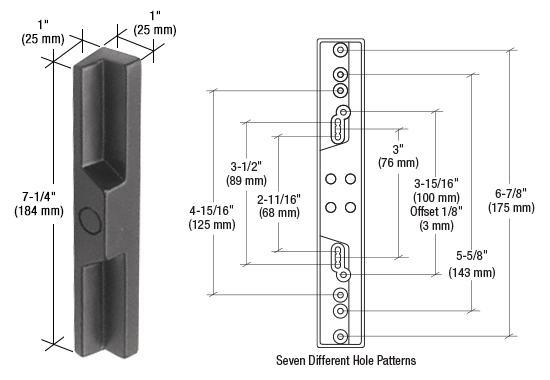 GDI Black Outside Pull with Multiple Screw Hole Patterns