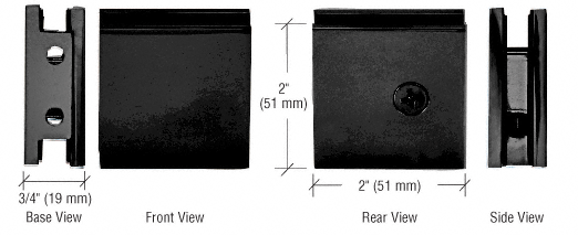 GDI Black Square Style Notch-in-Glass Fixed Panel U-Clamp
