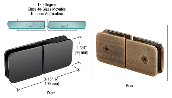 GDI Black Traditional Movable Glass-To-Glass Transom Glass Clamp