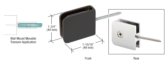 GDI Black Traditional Movable Wall Mounted Transom Glass Clamp