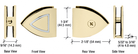 GDI Brass with Chrome Accents Junior Cathedral Series Fixed Panel U-Clamp