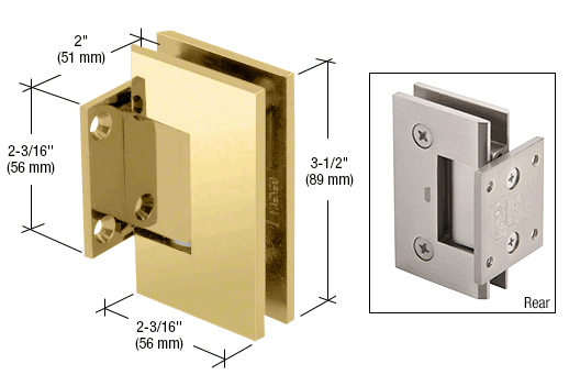 GDI Brass Geneva Series Wall Mount Short Back Plate Hinge with 5 Degree Pre-Set