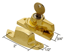 GDI Brass Keyed Window Sash Lock with 2" Screw Holes