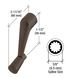 GDI Bronze Casement Operator Handle with 3/8" Spline Size and 2-11/16" Length