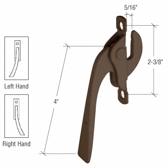 GDI Bronze Left Hand Casement Window Lock - 2-3/8" Screw Holes
