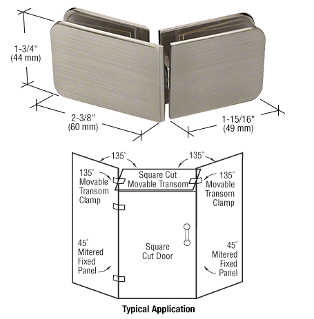 GDI Brushed Nickel 135 Degree Movable Transom Clamp