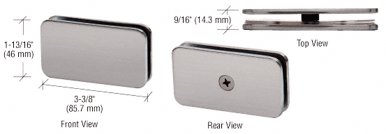 GDI Brushed Nickel 180 Degree Junior Traditional Style Fixed Glass Clamp for 1/4" Glass
