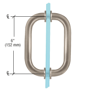 GDI Brushed Nickel 6" Back-to-Back Solid Brass 3/4" Diameter Pull Handles with Metal Washers