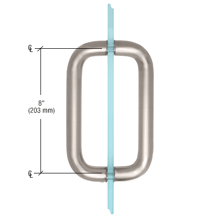 GDI Brushed Nickel 8" Back-to-Back Solid Brass 1" Diameter Pull Handle Without Metal Washers