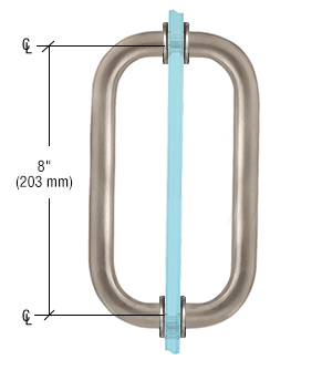 GDI Brushed Nickel 8" Back-to-Back Solid Brass 3/4" Diameter Pull Handles with Metal Washers