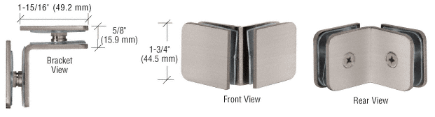 GDI Brushed Nickel 90 Degree Traditional Style Oversized Glass Clamp