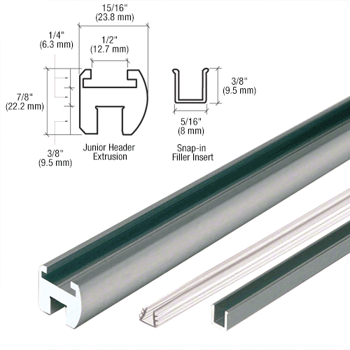 GDI Brushed Nickel 98" Junior Frameless Shower Door Header Kit
