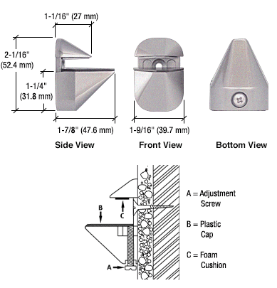 GDI Brushed Nickel Adjustable Shelf Clamp