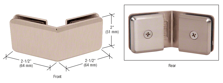 GDI Brushed Nickel Beveled 135º Glass-to-Glass Clamp