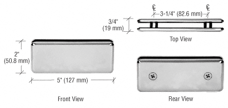 GDI Brushed Nickel Beveled 180º Glass-to-Glass Clamp
